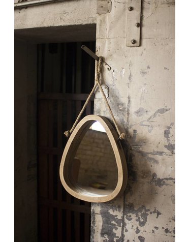 Wooden Wall Mirror with Rope