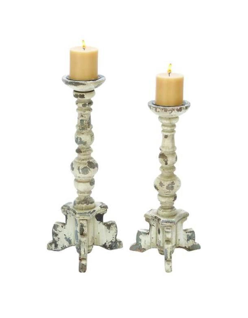 Distressed Wood Candle Holder 20"" 20408
