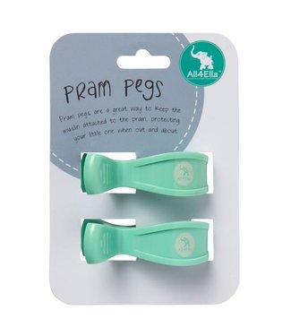 2 PACK PRAM PEGS - PASTEL MINT