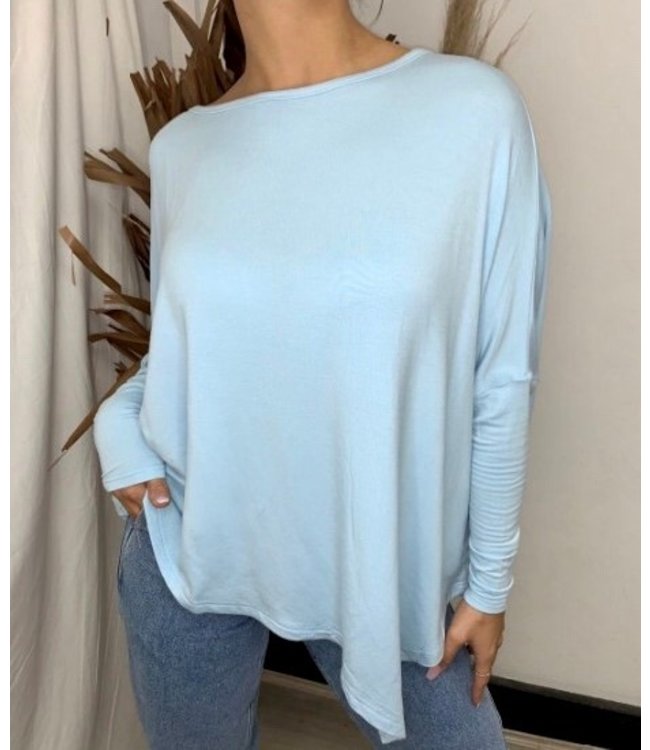 blue batwing top