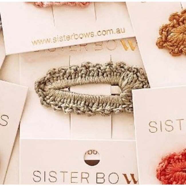 Sister Bows SAGE GREEN - CROCHET CLIP