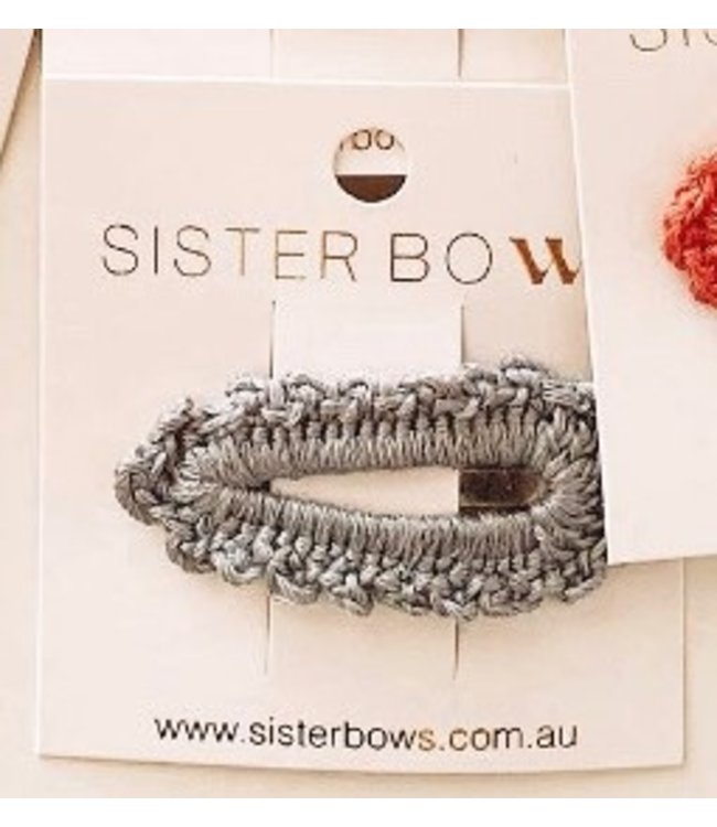 Sister Bows SMOKEY BLUE - CROCHET CLIP