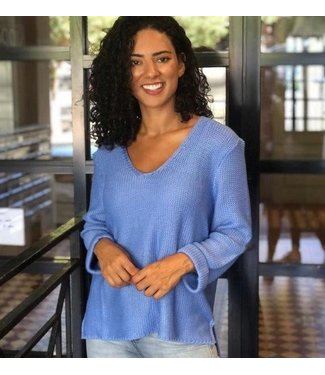 REESE KNIT TOP - CORNFLOWER BLUE