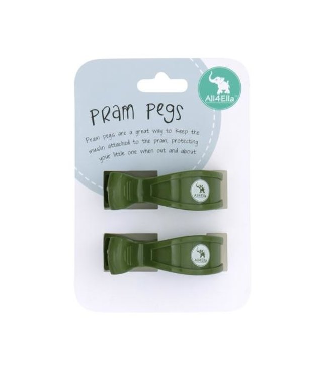 2 PACK PRAM PEGS - FOREST GREEN