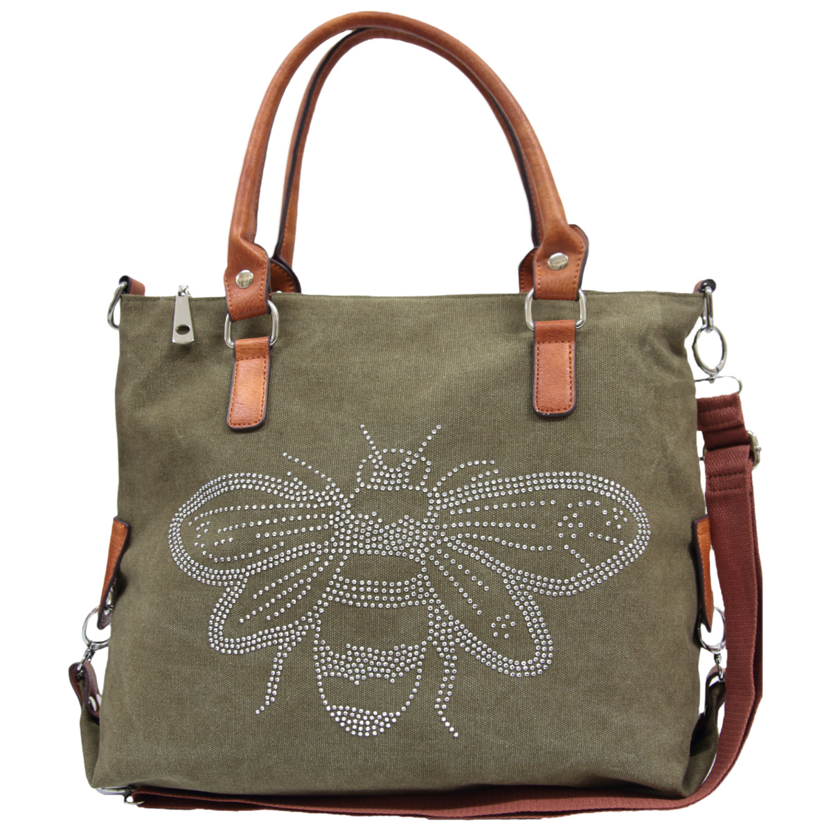 QUEEN BEE CANVAS BAG KHAKI 7001K Fox & Willow Emporium