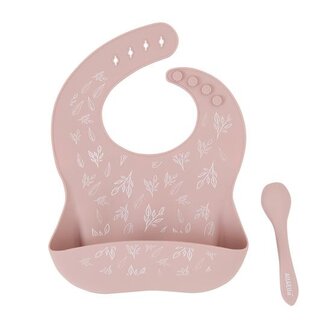 ALL 4 ELLA SILICONE BIB & SPOON - DUSTY PINK