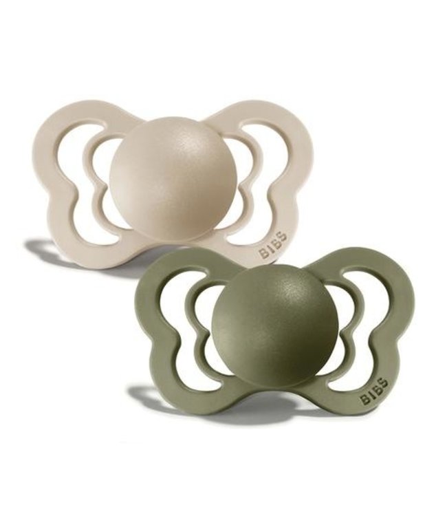 BIBS Dummys COUTURE - SILICONE - SIZE 2 - VANILLA/OLIVE