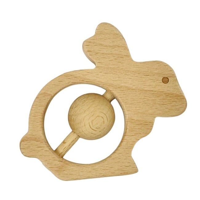 BUNNY WOODEN BABY RATTLE