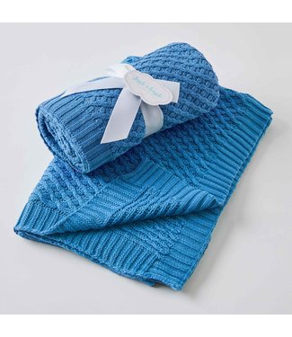 BASKET WEAVE KNIT BLANKET - HARBOUR BLUE