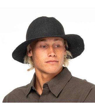 RUSTY DEAN CRUSHABLE STRAW HAT - BLACK 