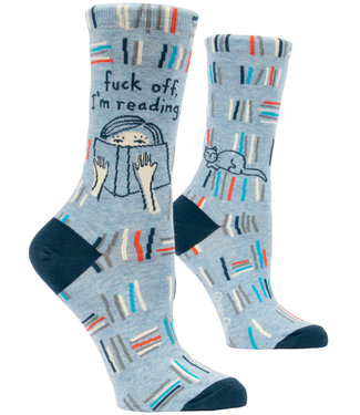 Blue Q F*CK OFF IM READING CREW SOCK