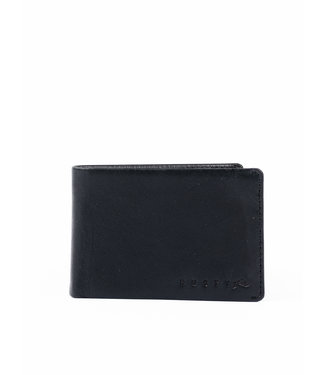 RUSTY BUSTED LEATHER WALLET - BLK