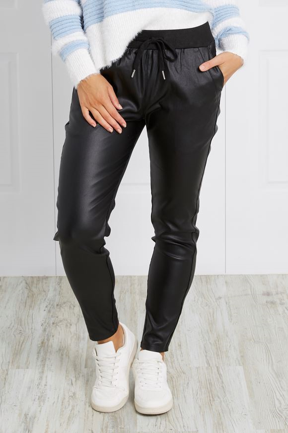STELLA FAUX LEATHER JOGGER PANTS 