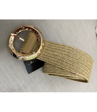 STRETCHY BELT WITH ROSE GOLD BUCKLE - NATURAL