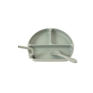 ALL 4 ELLA Silicone Plate with Straw & Spoon - Sage