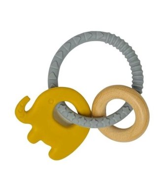 TEETHER SILICONE GREY RING ELEPHANT - YELLOW