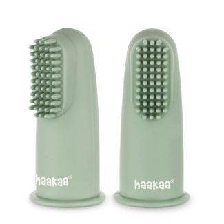 HAAKAA HAAKAA FINGER TOOTHBRUSH 2PK - PEA GREEN