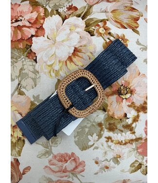 STRETCHY BELT WITH BUCKLE - NAVY B3059-NY
