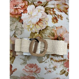 STRETCHY BELT WITH BUCKLE - CREAM B3059-BE