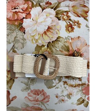 STRETCHY BELT WITH BUCKLE - CREAM B3059-BE
