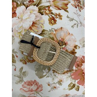 STRETCHY BELT WITH BUCKLE - NATURAL B3059-KK