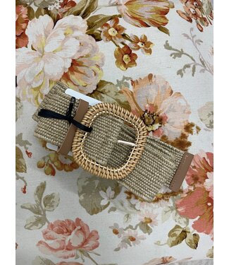 STRETCHY BELT WITH BUCKLE - NATURAL B3059-KK