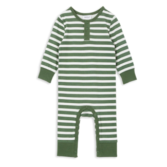 Milky GREEN STRIPE HENLEY ROMPER