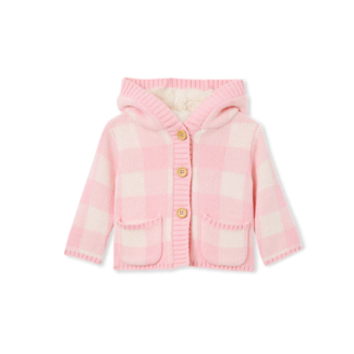 Milky PINK CHECK HOODED JACKET