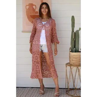 DUSTY PINK LACE CARDIGAN - KNH824