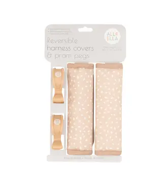 Harness Covers & Pram Pegs - Beige Dots