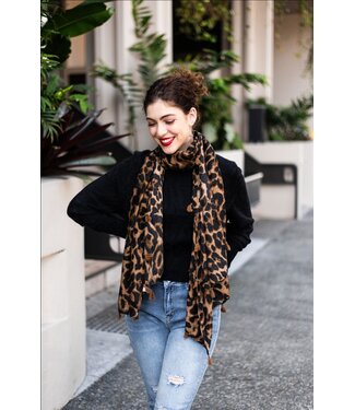 ZOE SCARF - DARK BROWN LEOPARD