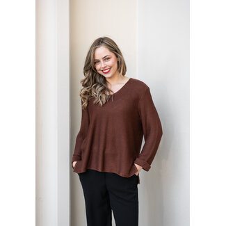 REESE KNIT TOP - CHOCOLATE