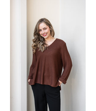 REESE KNIT TOP - CHOCOLATE