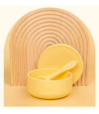 kiin SILICONE SUCTION BOWL WITH LID & SPOON - BUTTERCUP
