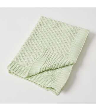 BASKET WEAVE KNIT BLANKET - GREEN