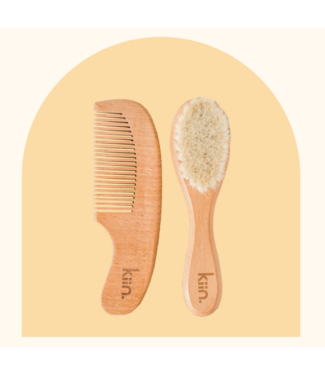 kiin WOODEN BABY BRUSH & COMB SET
