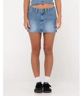 RUSTY FLIP MOMMY LOW RISE DENIM SKIRT - MIDDY BLUE