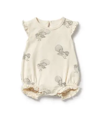 WILSON AND FRENCHY Little Fantail Organic Pointelle Ruffle Growsuit