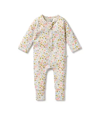 WILSON AND FRENCHY Ava Floral Organic Zipsuit w/Feet