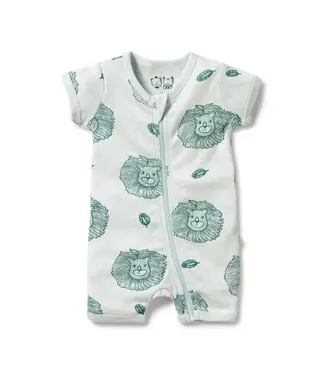 WILSON AND FRENCHY Little Lion Organic Pointelle Boyleg Zipsuit