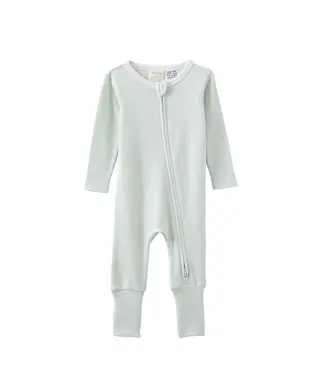 Milky GREEN STRIPE ZIP ROMPER