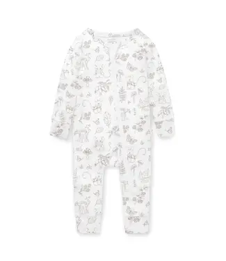 ASTER & OAK Woodland Zip Romper - 100% Organic Cotton White