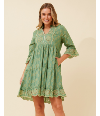 DAVY 3/4 SLEEVE EMBROIDERY DRESS