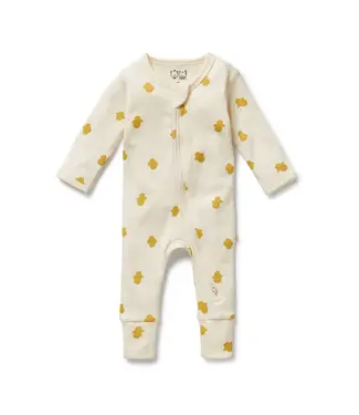 WILSON AND FRENCHY LITTLE CHICK ORGANIC ZIPSUIT W/FEET