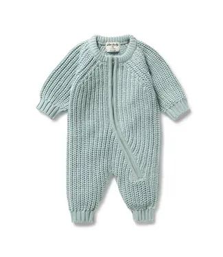 WILSON AND FRENCHY DUCK EGG ORGANIC KNITTED GROWSUIT