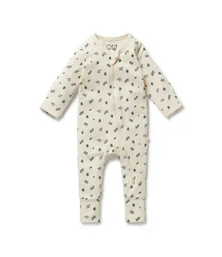 WILSON AND FRENCHY TWILIGHT LEAF ORGANIC ZIPSUIT W/FEET