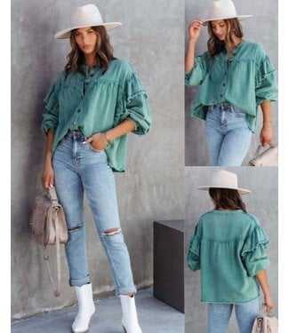 BRANDY PLEATED BUTTON UP