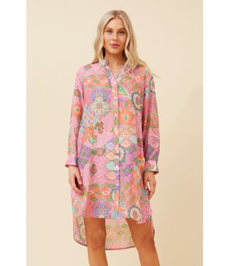 EVIE LONG SLEEVE PRINTED SHIRT DRESS