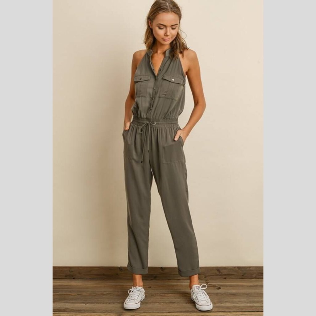 sleeveless utility jumpsuit