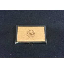 Business Card Holder - Maple & Stainless - Texas State Seal